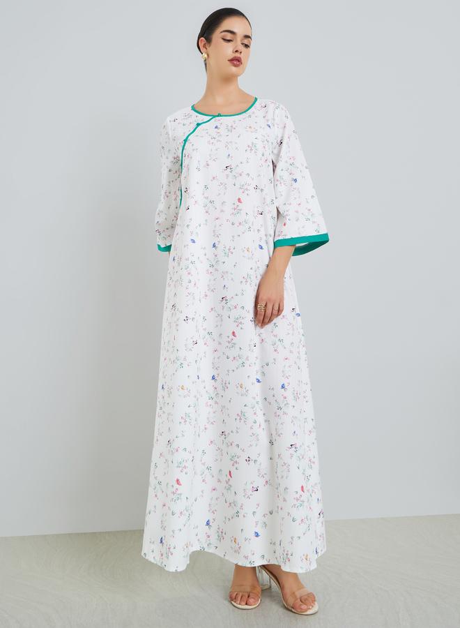 ستايلي جلابية بطبعة زهور بقصة واسعة - Image 2